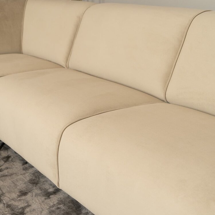 Canapé d'angle en velours Vegas beige gauche/droit