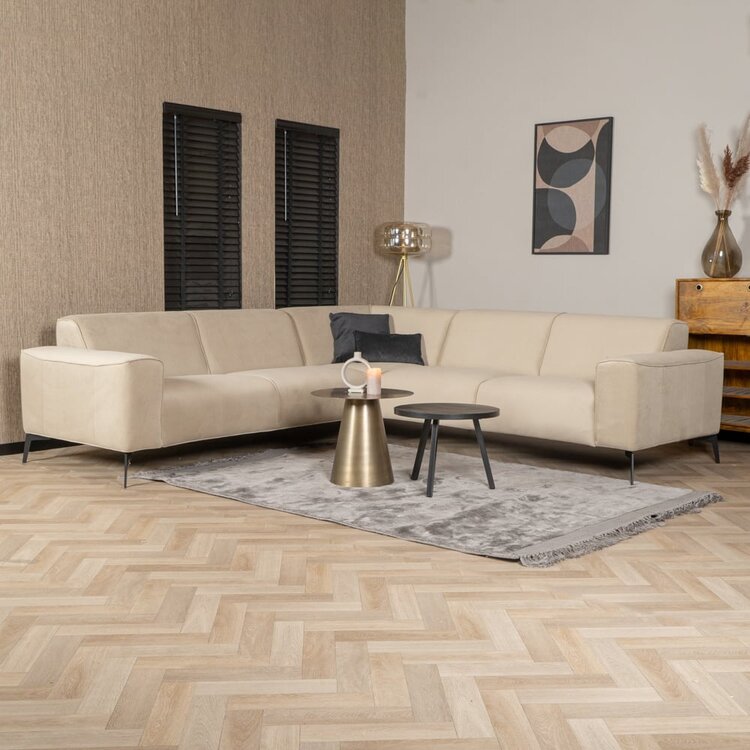 Canapé d'angle en velours Vegas beige gauche/droit