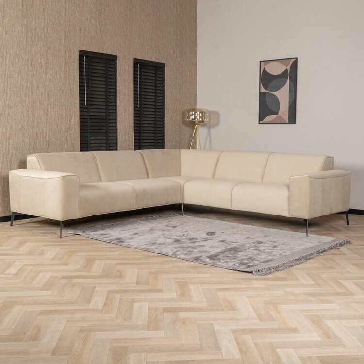 Canapé d'angle en velours Vegas beige gauche/droit