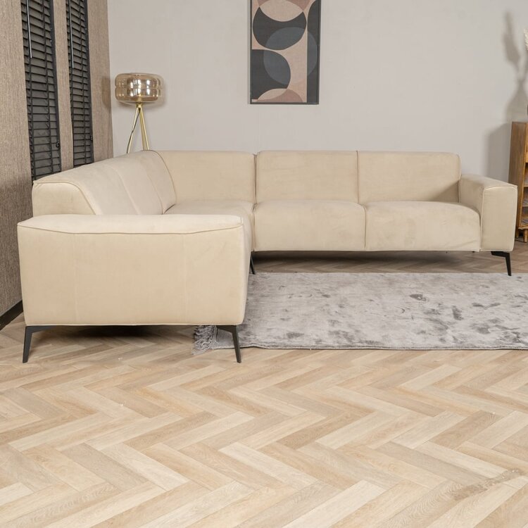 Canapé d'angle en velours Vegas beige gauche/droit
