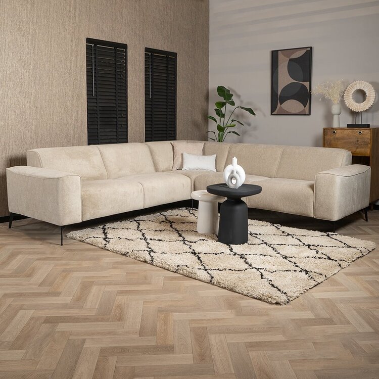 Canapé d'angle scandinave Vegas taupe tissu chiné gauche/droit