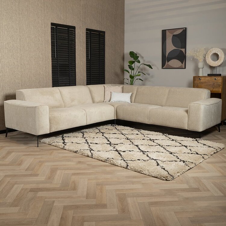 Canapé d'angle scandinave Vegas taupe tissu chiné gauche/droit