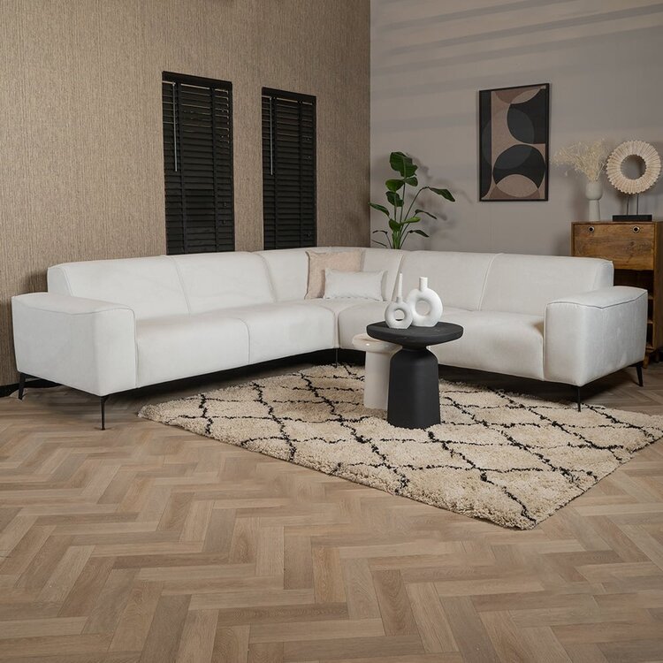 Canapé d'angle scandinave Vegas blanc tissu chiné gauche/droit