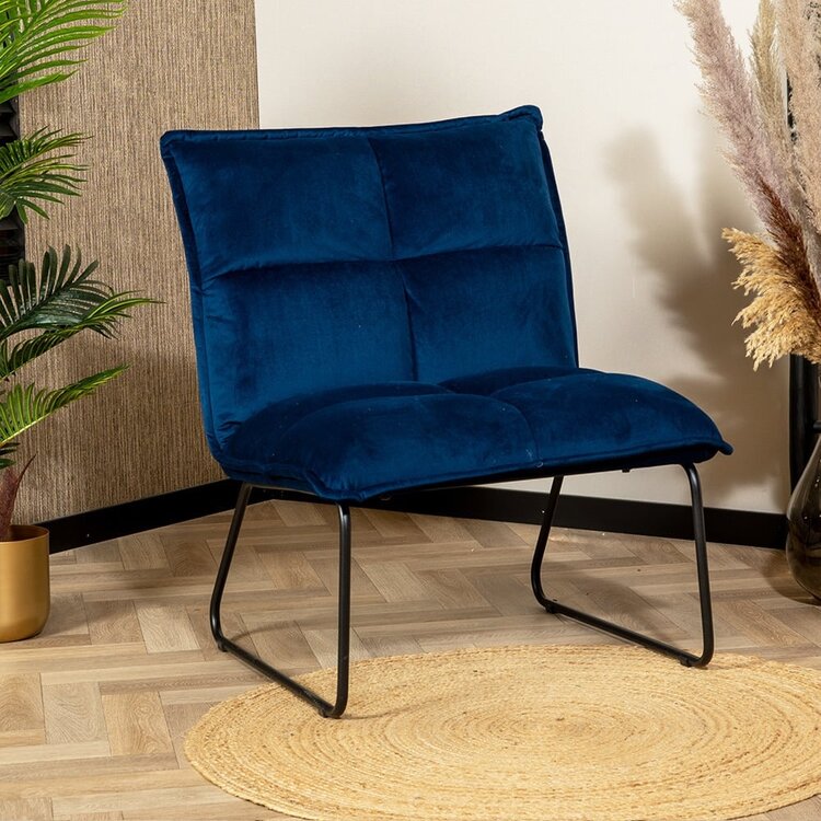 Fauteuil velours Malaga bleu