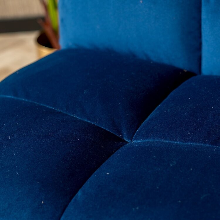 Fauteuil velours Malaga bleu