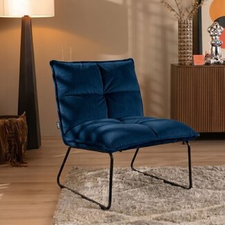 Fauteuil velours Malaga bleu