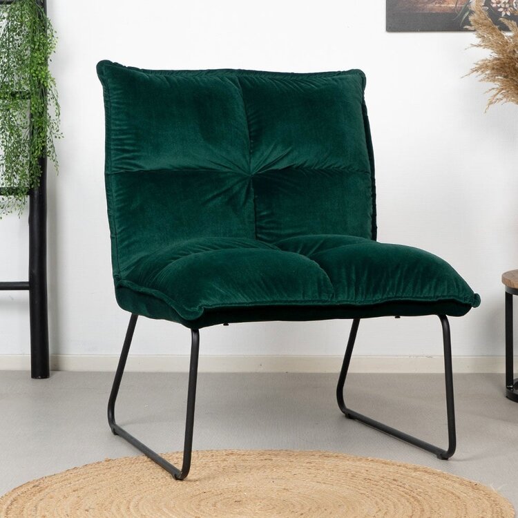 Fauteuil velours Malaga vert