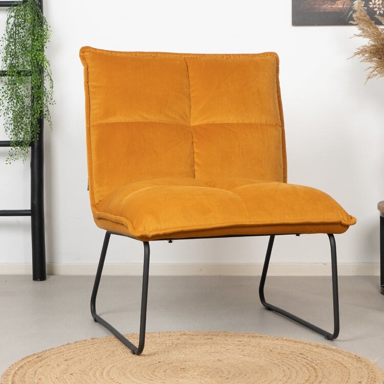 Fauteuil velours Malaga jaune