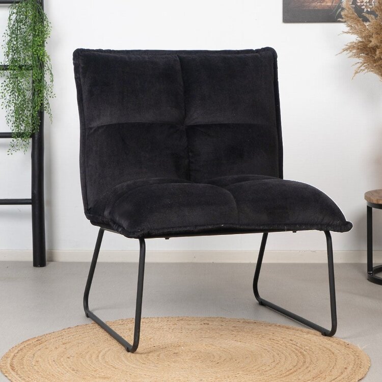 Fauteuil velours Malaga noir