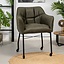 Chaise de salle à manger à roulettes Royce éco-cuir vert
