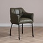 Chaise de salle à manger à roulettes Royce éco-cuir vert