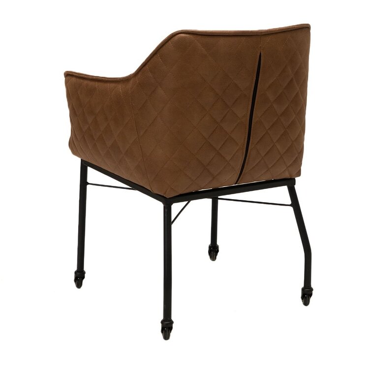 Chaise de salle à manger à roulettes Royce éco-cuir cognac