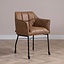 Chaise de salle à manger à roulettes Royce éco-cuir cognac
