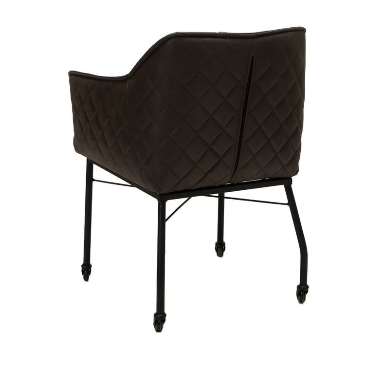 Chaise de salle à manger à roulettes Royce éco-cuir anthracite