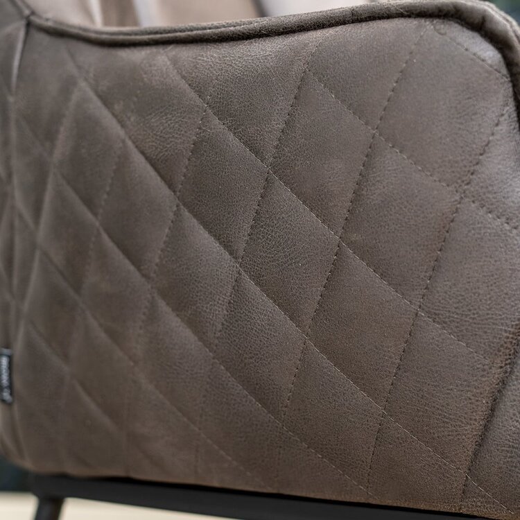 Chaise de salle à manger à roulettes Royce éco-cuir anthracite