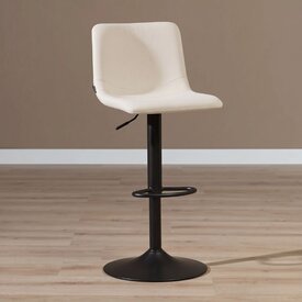 Tabouret de bar scandinave Eva pivotant en tissu recyclé beige 60-76 cm