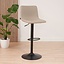 Tabouret de bar scandinave Eva pivotant en tissu recyclé taupe 60-76 cm