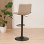 Tabouret de bar scandinave Eva pivotant en tissu recyclé taupe 60-76 cm