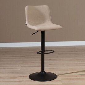 Tabouret de bar scandinave Eva pivotant en tissu recyclé taupe 60-76 cm