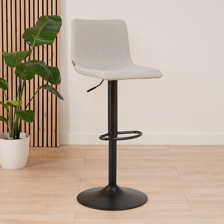 Tabouret de bar scandinave Eva pivotant en tissu recyclé gris 60-76 cm