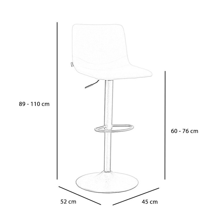 Tabouret de bar scandinave Eva pivotant en tissu recyclé gris 60-76 cm