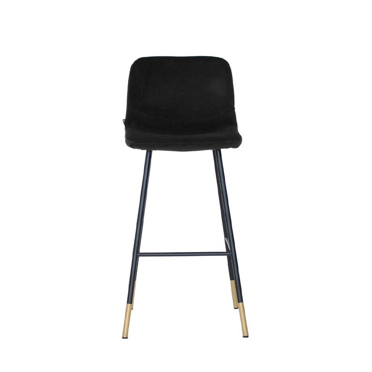 Tabouret de bar Mikky noir velours 65-78 cm