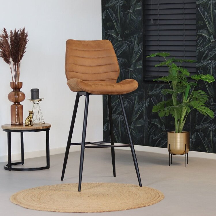 Tabouret de bar industriel Morris cognac 71 cm