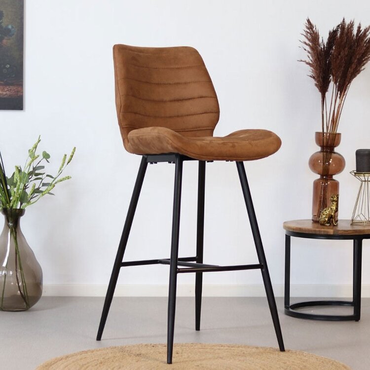 Tabouret de bar industriel Morris cognac 71 cm