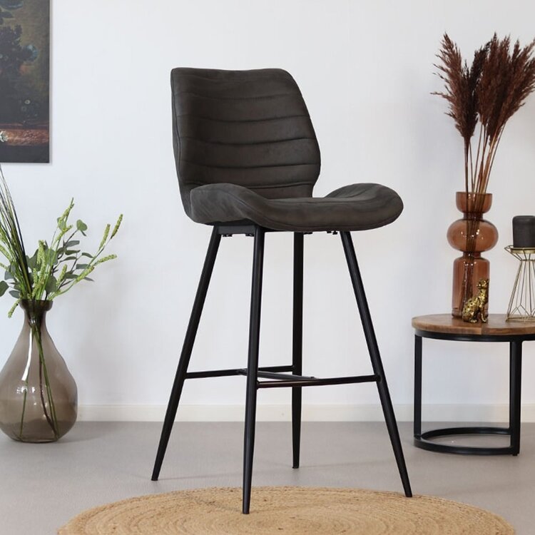 Tabouret de bar industriel Morris anthracite 71 cm
