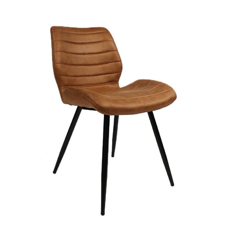 Chaise de salle à manger industrielle Morris cognac