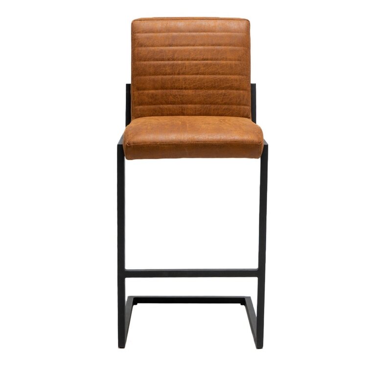 Tabouret de bar industriel Block eco-cuir cognac 79 cm