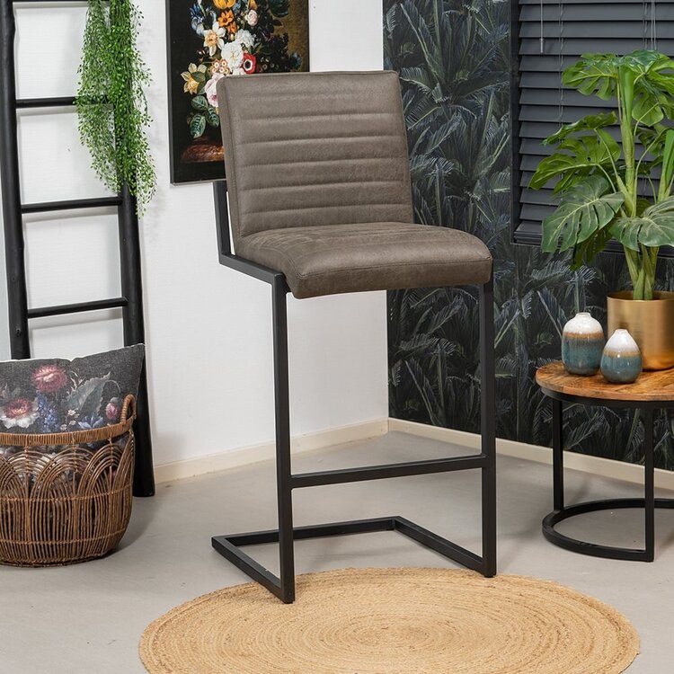 Tabouret de bar industriel Block eco-cuir anthracite 79 cm