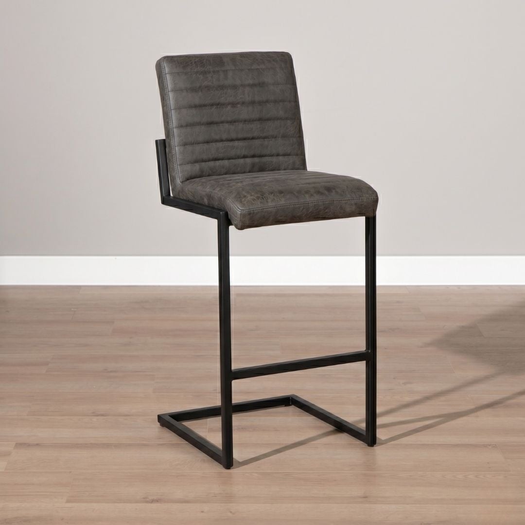 Tabouret de bar industriel Block eco-cuir anthracite 79 cm