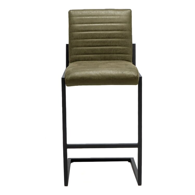 Tabouret de bar industriel Block eco-cuir vert 79 cm