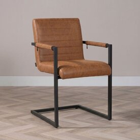 Chaise de salle à manger industrielle Block éco-cuir cognac