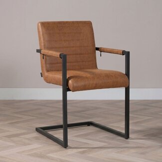 Chaise de salle à manger industrielle Block éco-cuir cognac