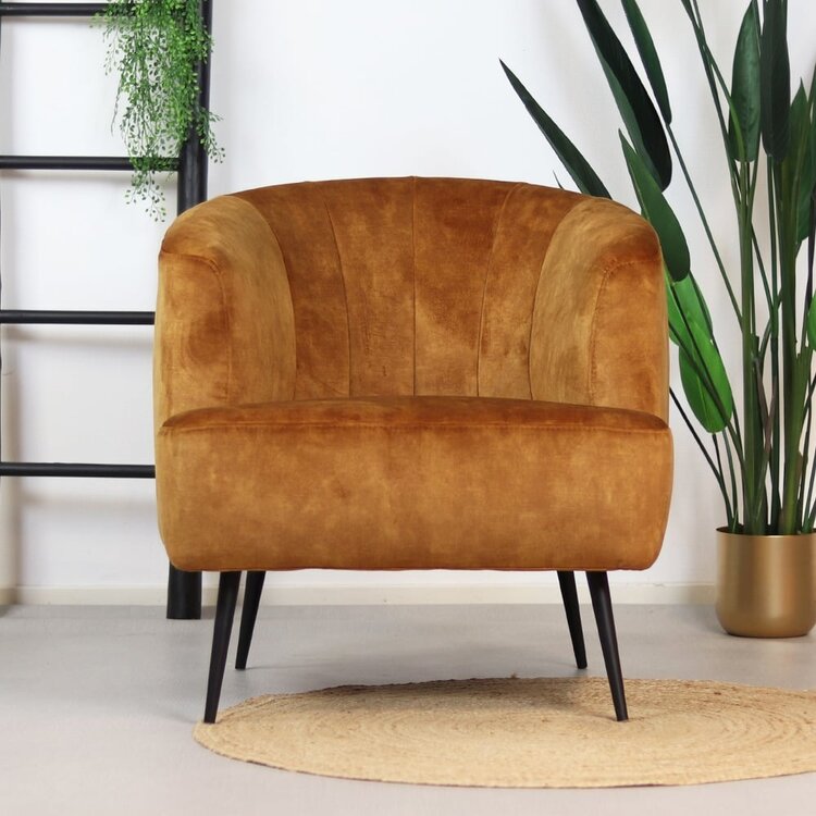 Fauteuil velours Billy jaune