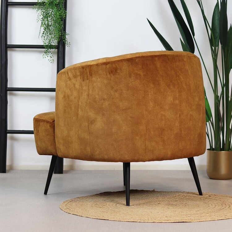 Fauteuil velours Billy jaune
