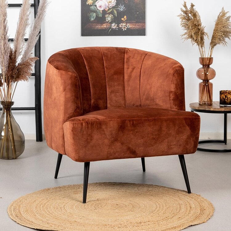 Fauteuil velours Billy cuivre