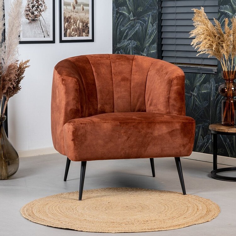 Fauteuil velours Billy cuivre