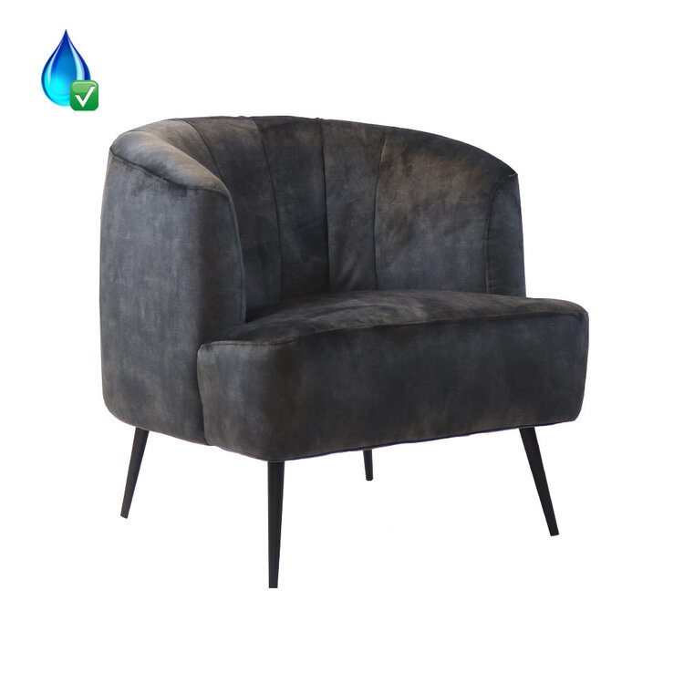 Fauteuil velours Billy anthracite
