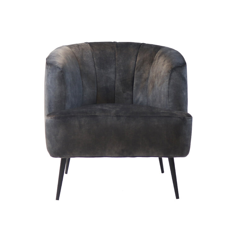 Fauteuil velours Billy anthracite