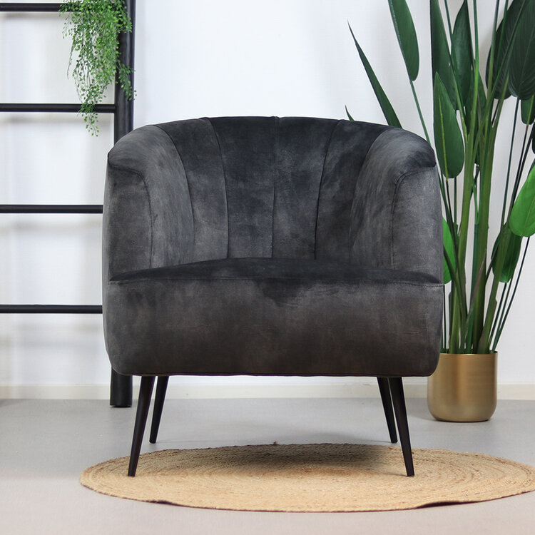 Fauteuil velours Billy anthracite