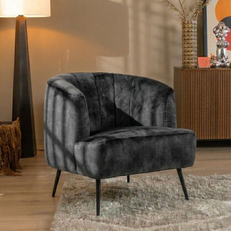 Fauteuil velours Billy anthracite