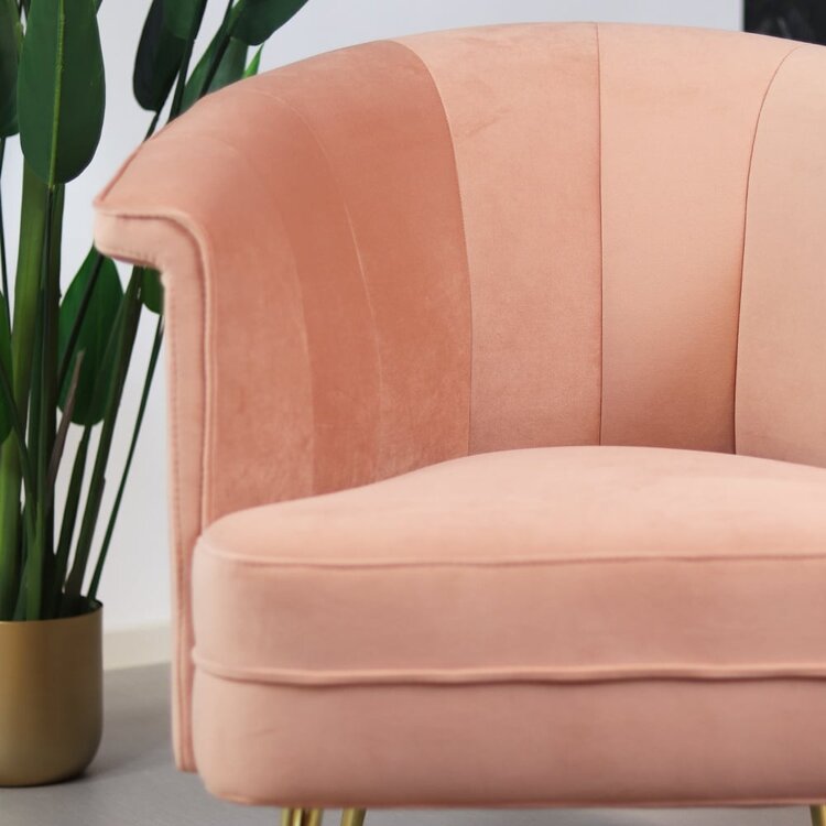 Fauteuil velours Amy rose