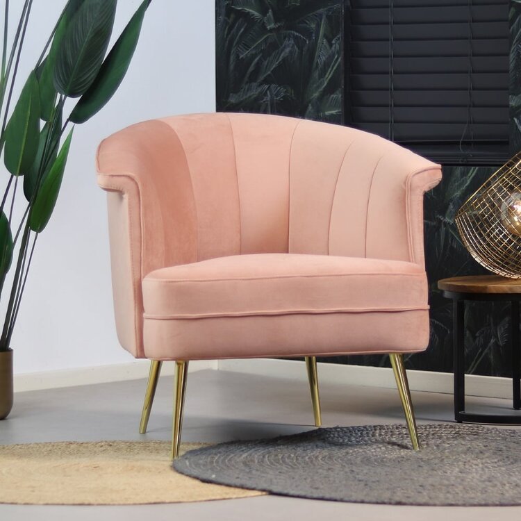 Fauteuil velours Amy rose