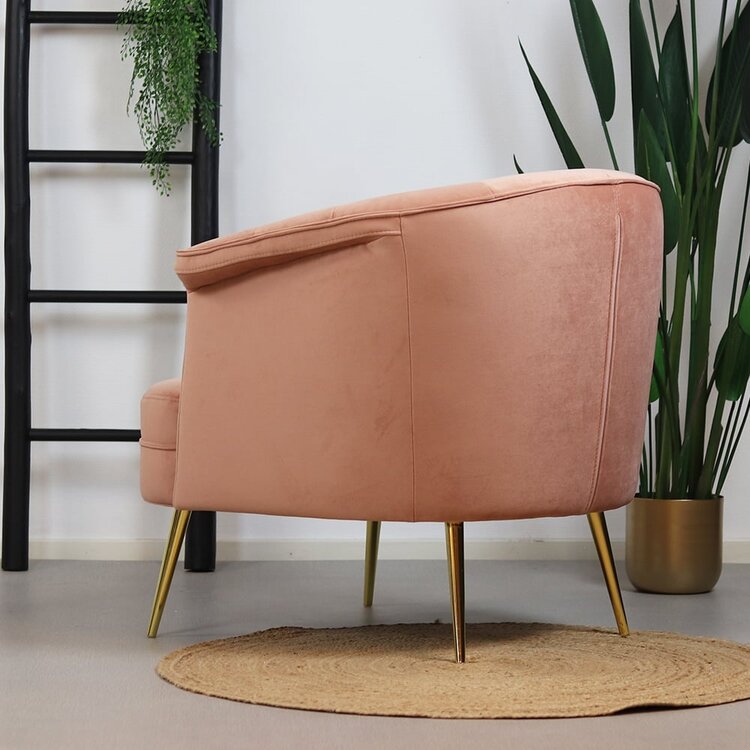Fauteuil velours Amy rose