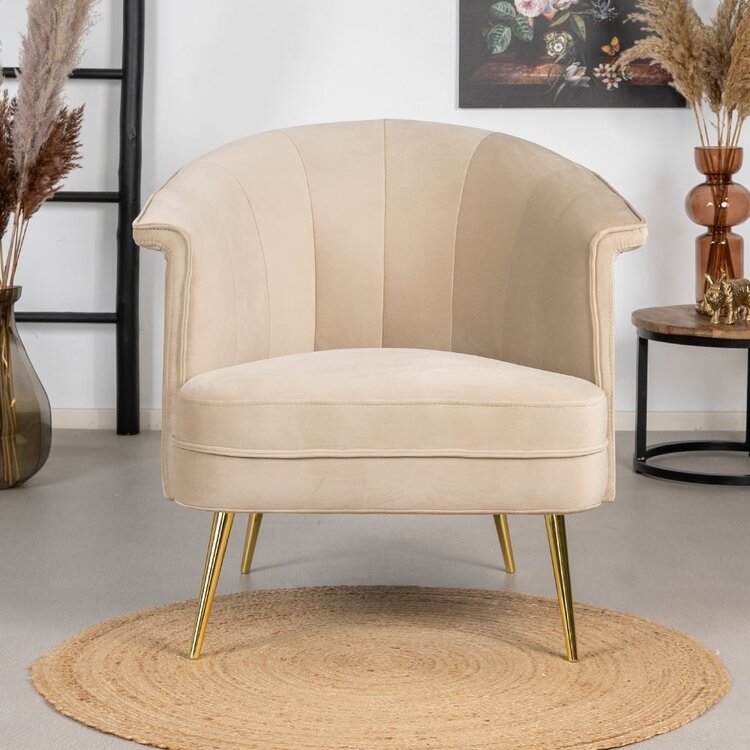 Fauteuil velours Amy champagne