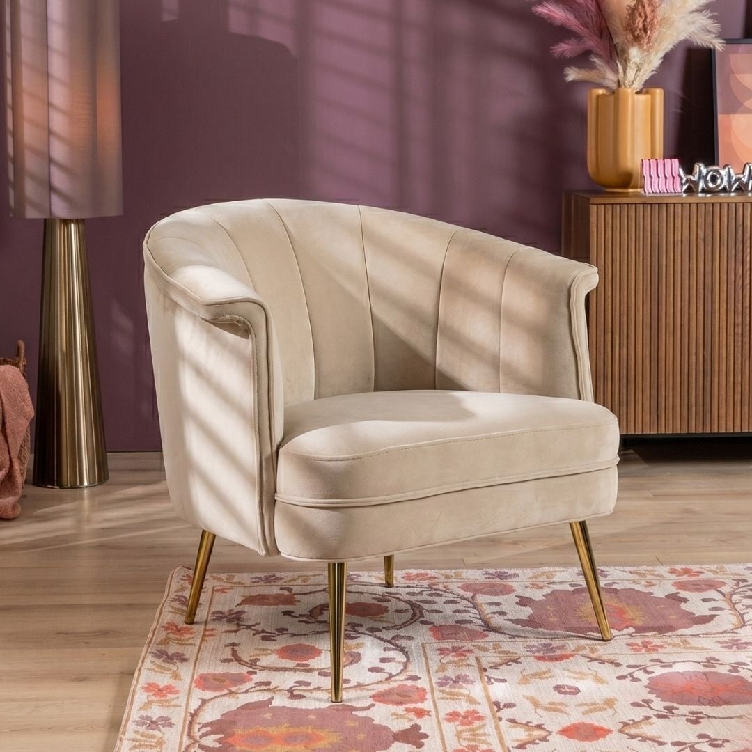 Fauteuil velours Amy champagne