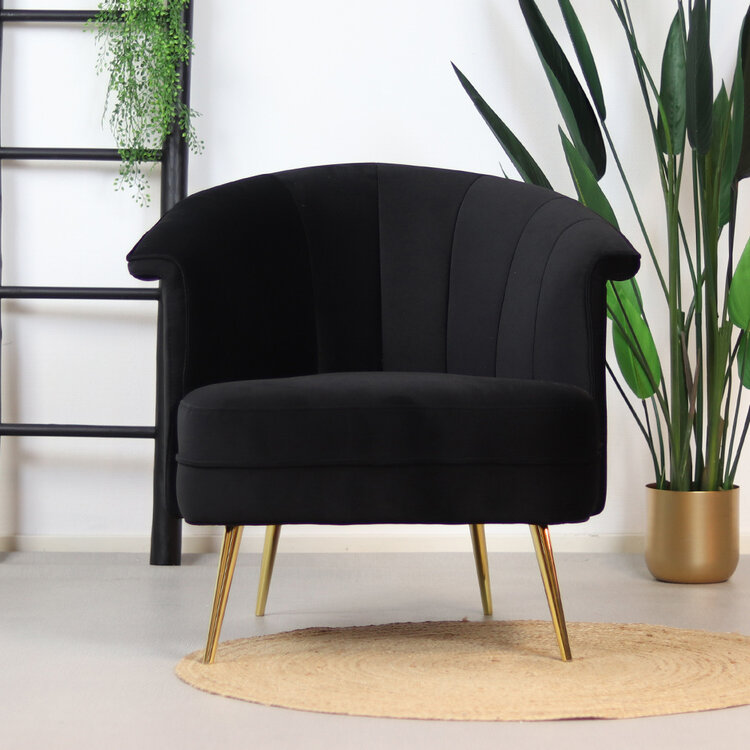 Fauteuil velours Amy noir